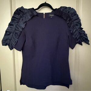 Ted Baker Blue Ruffled Fitted Blouse